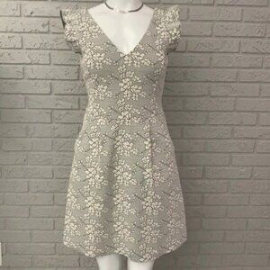 Tabitha Women Gray Textured Floral Cap Sleeve Tea Dress With Pockets Size 2